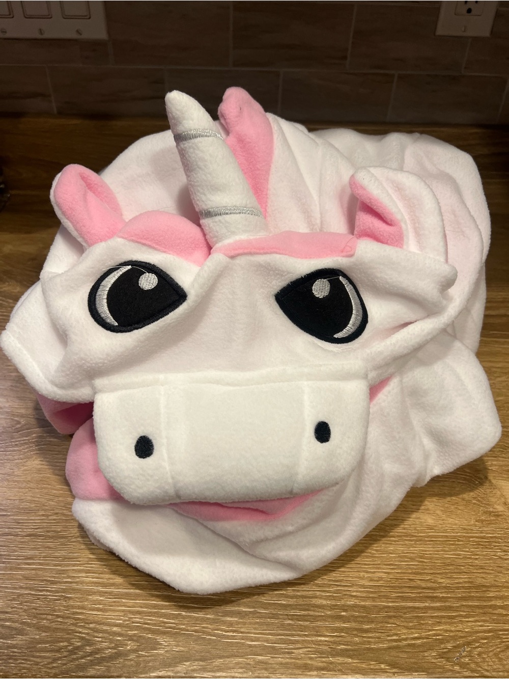 Plush Unicorn Hooded Onesie Halloween Costume - Pink and White: Size Medium